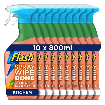 Flash Spray Wipe Down Kitchen Trigger Spray Bright Mandarin (10x 800ml)