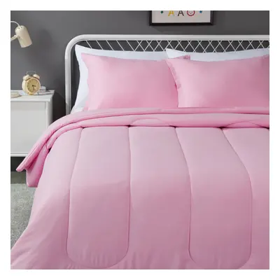 Amazon Basics Piece Microfiber Kid's Comforter and Pillow Sham Set Full/Queen Light Pink Solid