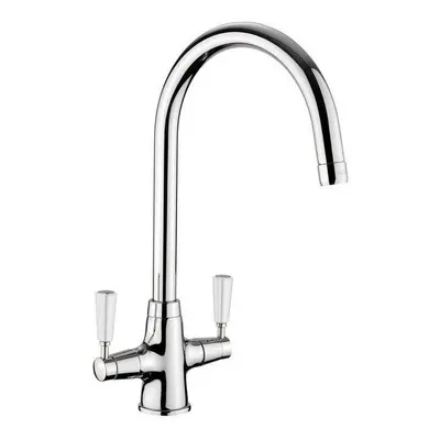 Kitchen Sink Tap Dual Lever Mono Classic Mixer Chrome Mixer Tap Swivel Spout