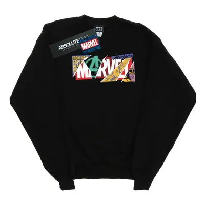 (L, Black) Marvel Mens Collage Logo Sweatshirt