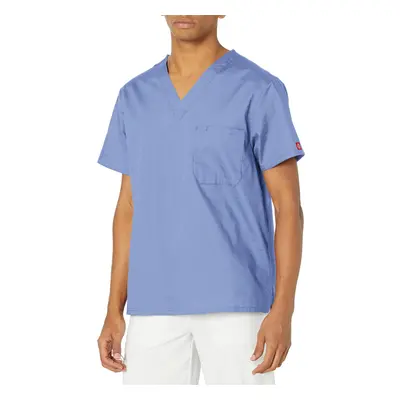 Dickies Mens Signature VNeck Scrubs Shirt, ceil Blue, Medium