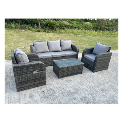 Fimous Rattan Garden Furniture Set Adjustable Chair Sofa Coffee Table