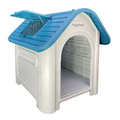 (Blue) HugglePets Plastic Dog Kennel With Window