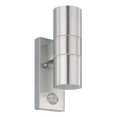 IP44 Outdoor Wall Light & PIR Motion Sensor Stainless Steel x 3W GU10 Bulb