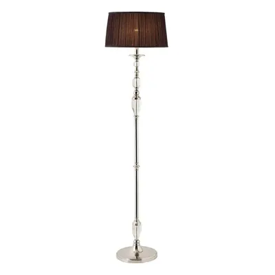 Luxury Elegant Floor Lamp Polished Nickel Crystal Black Organza Shade 6ft Tall