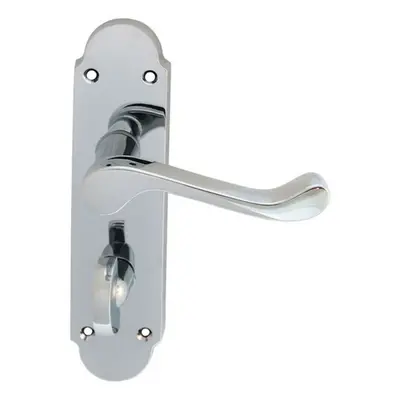 PAIR Victorian Upturned Lever on Bathroom Backplate x 42mm Polished Chrome