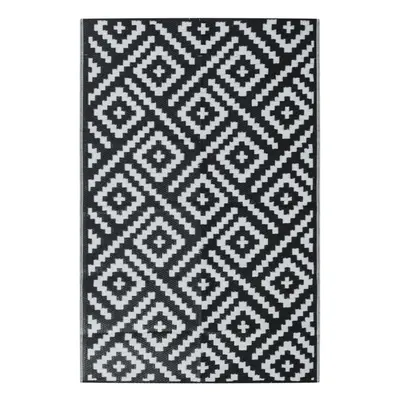 vidaXL Outdoor Carpet Garden Rug Carpet Patio Mat Area Rug White and Black PP