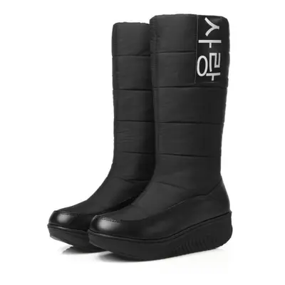 (black, 39) Winter Waterproof And Warm Down Snow Boots High-tube Women&apos;s Cotton Boots Shaki