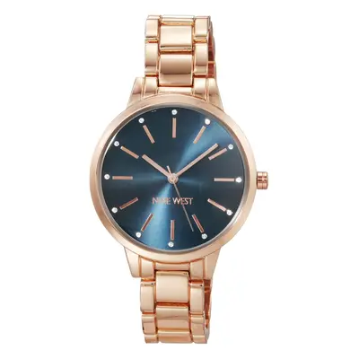 Nine West Women Japanese Quartz Dress Watch with Metal Strap Rose Gol