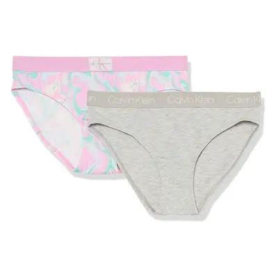 Calvin Klein Girls Little Modern Cotton Bikini Panty Underwear Pack Lilac MarbleHeather Grey XLa