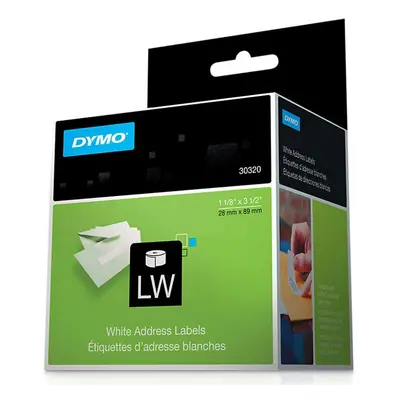 Dymo Lw Address Labels Black On White 1/8"" X 1/2""