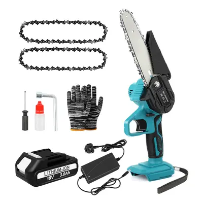 Mini Cordless Electric Chainsaw +1 x 3.0Ah Battery +Charger with 6inch Guide Plate+2 x 6inch Cha