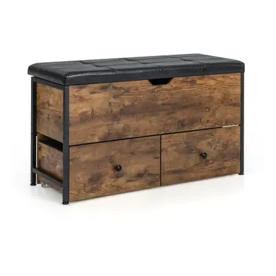 Storage Ottoman Bench Flip Top Storage Chest with Drawers Wooden Storage Bench