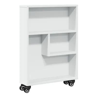 (white) vidaXL Narrow Storage Trolley Bookcases Display Standing Shelf Engineered Wood