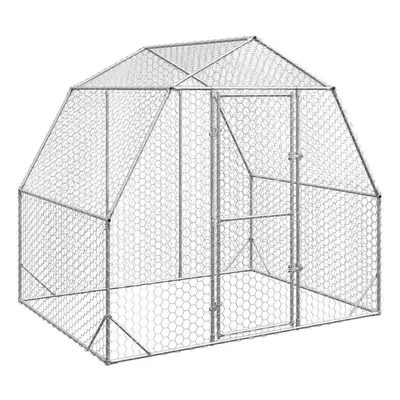 (Without roof, 2.5 x x 2.25 m) vidaXL Chicken Run 2.5x4x2.25 m Galvanised Steel walk-in chicken 