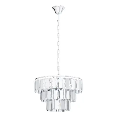 Pendant Ceiling Light Colour Chrome Shade Clear Crystal Bulb E14 5x40W