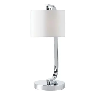 Touch Dimmable Table Lamp Chrome & White Fabric Shade Modern Bedside Desk Light