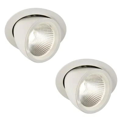 2 PACK Fully Adjustable Ceiling Downlight - 36W Cool White LED - Matt White