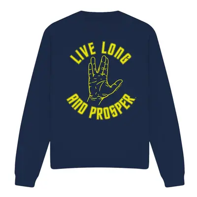 (M, Navy) Star Trek Unisex Adult Live Long Hand Sweatshirt