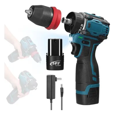 (2pcs batteries US Plug) 18v 2in1 Lithium Drill Electric Screwdriver Multifunction Power Tool 45