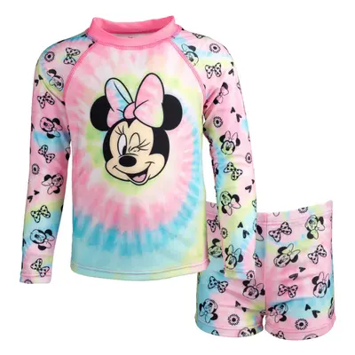 Disney Minnie Mouse Toddler Girls Rash Guard and Swim Shorts Set Pink