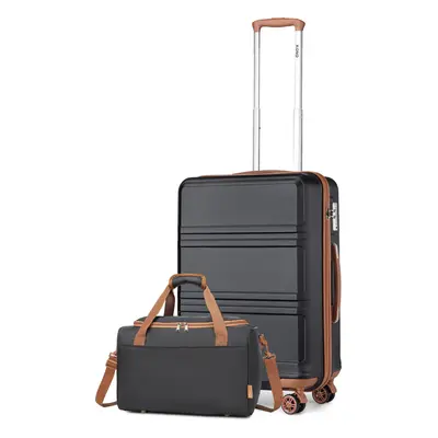 (Black Brown, inch suitcase + travel bag) or Pieces ABS Hard Shell Suitcase And Travel Bag