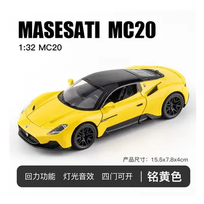 (Yellow With box) 1:32 Maserati MC20 Sports Car Model Alloy Diecasts Metal Toy Vehicles Car Mode