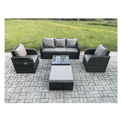 Fimous Garden Furniture Sets Seater Wicker Rattan Furniture Patio Sofa Sets with Reclining Chair