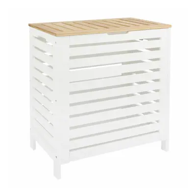 Large Laundry Bin Basket White Wood Rectangle Hamper Bathroom Bedroom Lid UK Dis