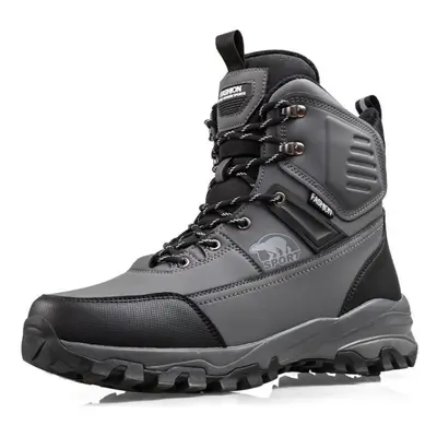 (grey, 41) Men&apos;s Snow Boots Are Waterproof Non Slip Plush Thick Warm And Cold Resistant Wit