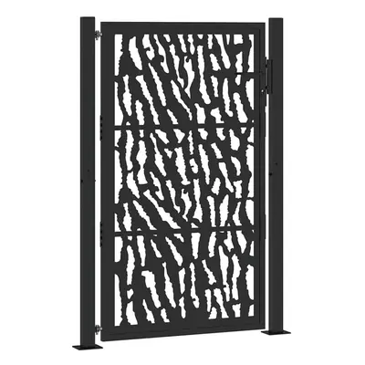 (steel/black, x cm/trace design) vidaXL Garden Gate 105x180 cm Weathering Steel Flame Design fen