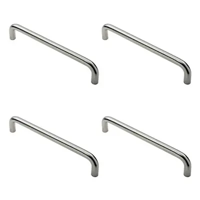 4x Round D Bar Pull Handle x 19mm 300mm Fixing Centres Satin Steel