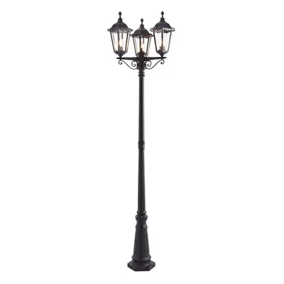 Outdoor Lantern Lamp Post Matt Black & Glass 2.3m Tall Light Garden Bollard