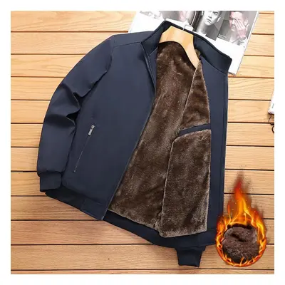 (blue, 2XL) Men&apos;s Winter Down Coat Thick Plus Velvet Lapel Pocket Outdoor Waistcoat Uniform