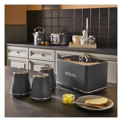 Tower Renaissance Grey Breadbin & Canisters Stylish Matching Set