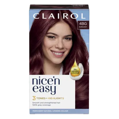 Clairol Nice'n Easy CrÃme, Natural Looking Oil Infused Permanent Hair Dye, 4BG Burgundy