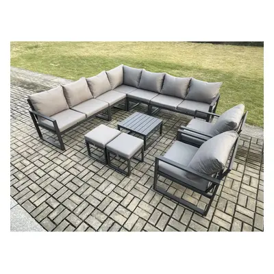 Fimous Aluminium Outdoor Garden Furniture Set Lounge Corner Sofa Pcs Chair Square Coffee Table S