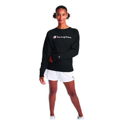 Champion womens Champion Womens Powerblend Crew Screen Print Script Sweatshirt Black Medium US