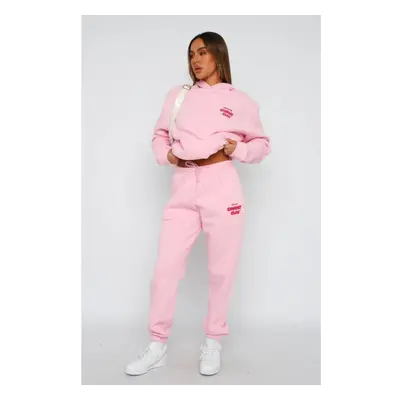 (pink, M) Women's Long Sleeve Hoodie and Sweatpants Set Stylish Two-Piece Sportswear for Everyda