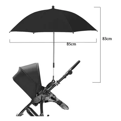 (Black-85cm) UV Protection Baby Stroller Umbrella With Clamp Universal Sunscree Rainproof Stroll