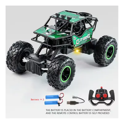 (green-2Battery) New RC Car 1:16 2WD with LED Light 2.4G 20KM/H High Speed Off-Road Climbing Rem