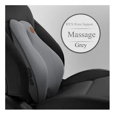 (Massage WSTSP GY) Electric Massage Lumbar Support Car Waist Seat Back Cushion Car Pillow