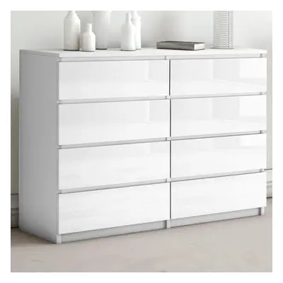 High Gloss Chest of Drawers Bedside Table cabinet Draws Wide Bedroom Furniture