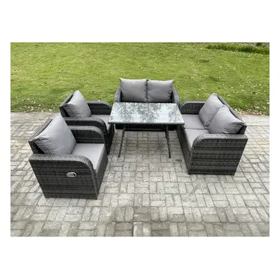 Fimous Wicker PE Rattan Garden Dining Set Outdoor Furniture Sofa with Rectangular Dining Table D