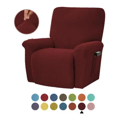 (claret, 4PCS) Fashion Recliner Sofa Covers Elastic Armchair Sofa Cover Stretch Soft Couch Corn 