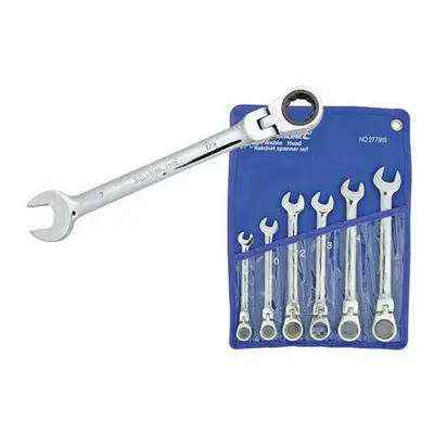 6 Piece Flexible Ratchet Ring Spanner | 8mm 17mm | Pivot Wrench Garage Tool