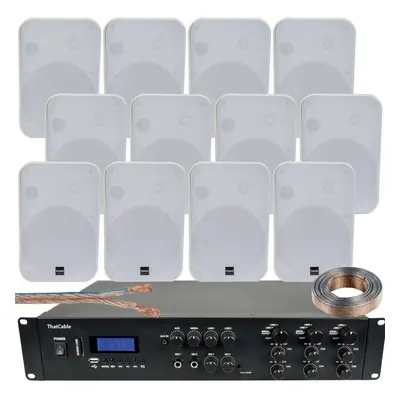 1200W Bluetooth Sound System 12x 200W White Wall Speaker Zone Matrix Amplifier