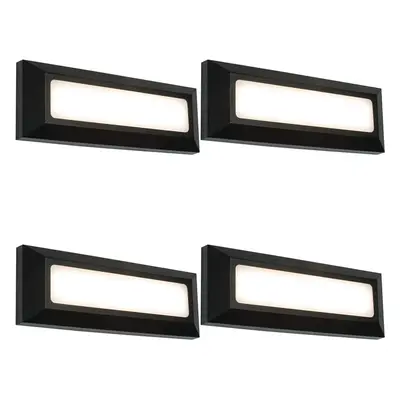 4 PACK Outdoor IP65 Pathway Guide Light - Direct 3W Warm White LED - Black ABS