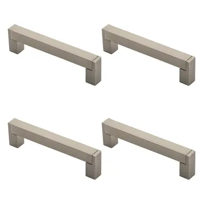 4x Square Section Bar Pull Handle x 15mm 128mm Fixing Centres Satin Nickel