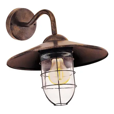 IP44 Outdoor Wall Light Antique Copper Shade Fisherman Lamp x 60W E27 Bulb